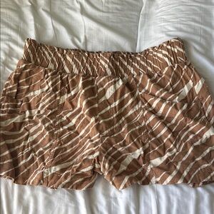 Brown and White Striped Shorts